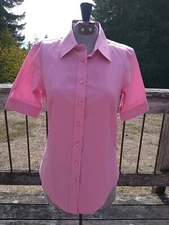 Lady Hathaway Size S Women's Light Pink Button Front Short Sleeve Shirt 