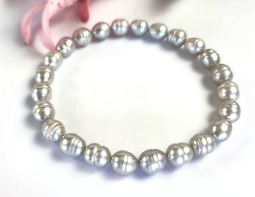 Vintage- Honora Single Strand Silver Grey Pearl String Bracelet -.5 cm - Picture 5 of 7