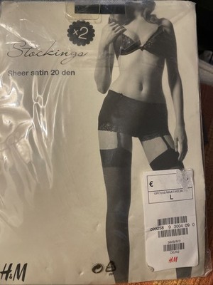 Zwei Paar Strümpfe x Strumpfhalter Marke H&M sehr praktisch und sexy Farbe schwarz Größe L
