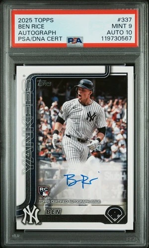2025 Topps BEN RICE 337 Auto RC Rookie Card PSA 9 & PSA 10