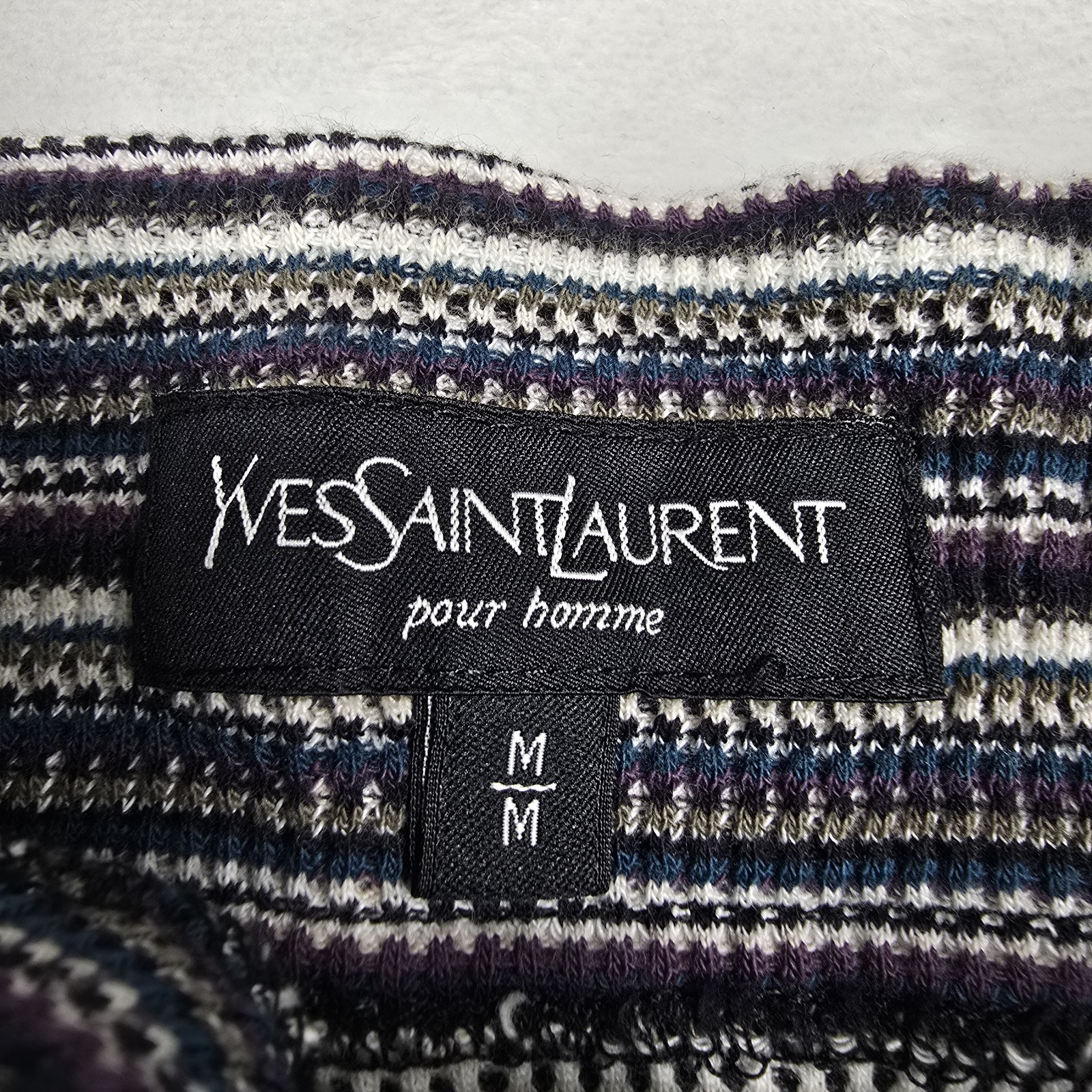 Yves Saint Laurent YSL Pour Homme Camicia Henley Pesante Uomo Taglia Media