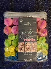 Conair Foam Rollers Soft Bouncy Curls Foam Hair Rollers, For Sleep, Neon, 48 Ct