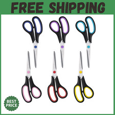 Scissors Set of 1 or 2 or 6 Pc 8 Scissors All Purpose Comfort-Grip Handles Sharp