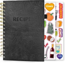 Recipe Book to Write in Your Own Recipes, Spiral Personal Blank Black 