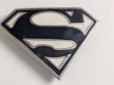 Superman Belt Buckle Black  Silver Enamel Shield Logo DC Comics Superhero