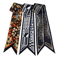 Skinny Scarf 3 Pack Silk Neck Scarf Headband Hair band Ribbon Handbag Women's...