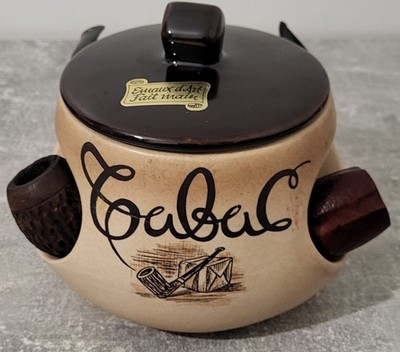 Tobacco Pot Pipe Holder Decoration Handmade Vintage Antique Lid Suction Cup