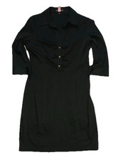 EXPRESS DESIGN STUDIO Women’s 3/4 Sleeve Black V-Neck Shirt Dress Size 10 Slit
