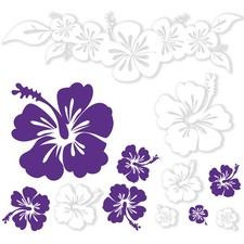 Hibiskus Blumen Autoaufkleber Set 42-teilig Auto Sticker weiß hellviolett KX085