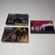 Lot Of 3 Unopened Cassette Tapes TDK SA90 And SA60 Type II, Fuji DR-1 60