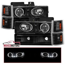Black Projector Headlightcornerbumper Lamps Fits 94-98 Chevy C10 Ck 1500 2500