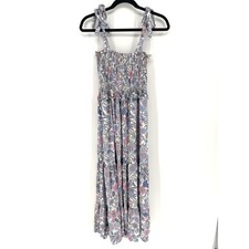 Petal + Pup Maxi Dress Floral Smocked Tiered 2 Blue Pink Boho Cottagecore