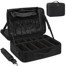 Large Makeup Case, 3 Layers Makeup Bag Cosmetic Organizer Brush Bag Barber Tr...