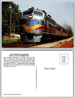 New Georgia Railroad EMD E-8 Train Stone Mountain GA Postcard 1986 Excursion