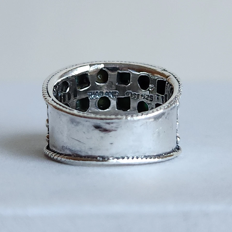 Винтажное кольцо из чистого серебра с бирюзой инкрустация широкая лента размер 6,5, 7,5 г - Изображение 4 из 4