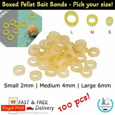 Pellet Bait Bands 100pcs Elastic For Carp Coarse Fishing Tackle Large 6mm in Box