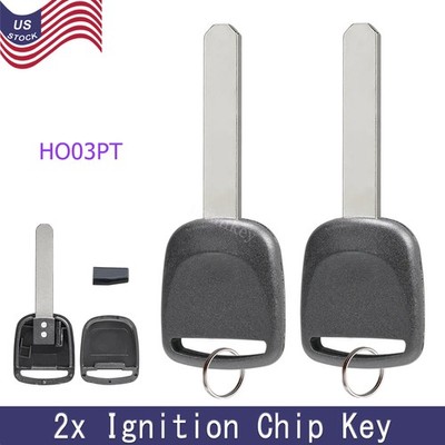 2 Uncut Blade Ignition Chipped Key Blank With Chip For Honda Acura ID 46 HO03-PT