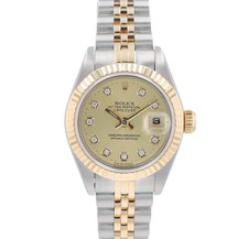 Rolex Datejust 69173 Two-Tone 18KY SS Champagne Diamond Dial Jubilee 26mm Watch