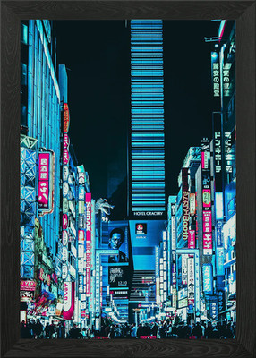 Tokyo Night Street Retro Framed Wall Art Poster Canvas Print Picture