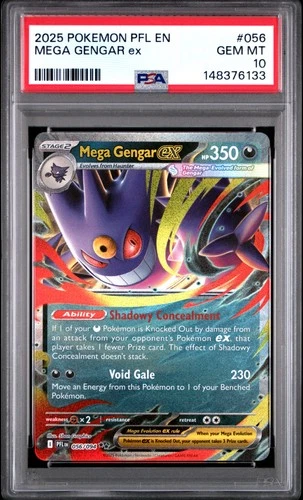2025 POKEMON PFL EN-PHANTASMAL FLAMES #056 MEGA GENGAR EX PSA 10