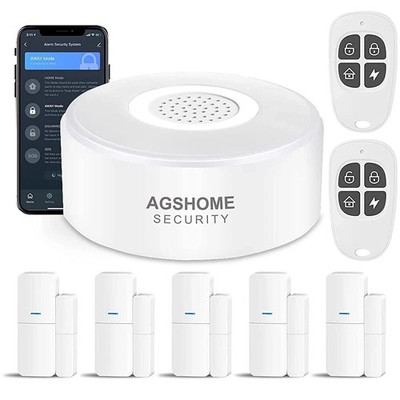 AGSHOME Alarmanlage 8 Stück 5 Fenster Tür Sensoren Und 2 Fernbedienungen APP
