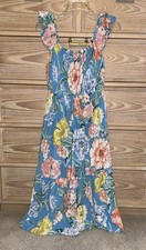 Loft Garden Floral Smocked Ruffle Sleeve Midi Dress Size Small