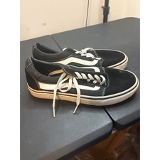 Vans Ward Low Top Sneakers Black White Suede Canvas Skate Shoes Womens 8.5