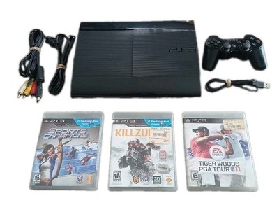 Sony PS3 PlayStation 3 PS3 Slim CECH4301A Bundle W/ OEM Controller Games Tested 