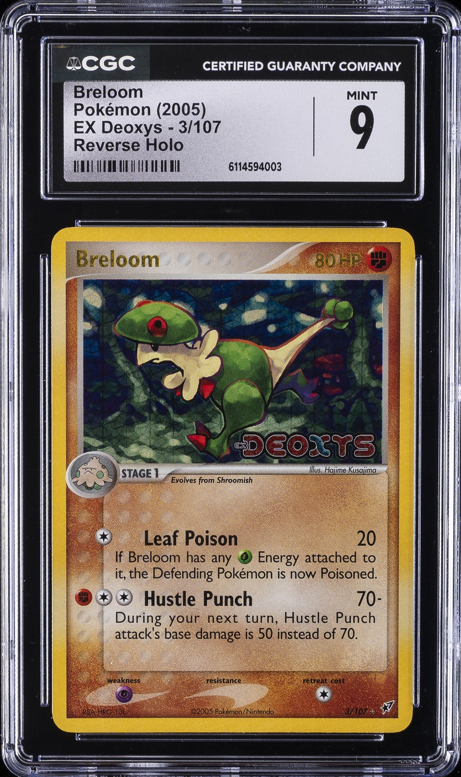 2005 POKEMON EX DEOXYS REVERSE HOLO #3 BRELOOM CGC 9