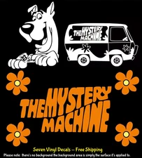 Scooby Doo The Mystery Machine Hippie Flowers 7 PK Vinyl Decals Vehicle Windows