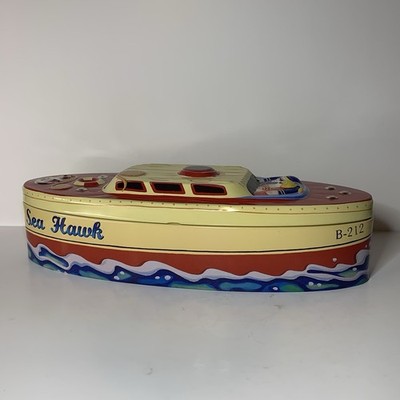 Decorative tin boat sailor yacht cruising 12'' X 4'' X 4'' Sea Hawk