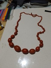 Burnt Orange Amber Bead Necklace  Vintage 50s