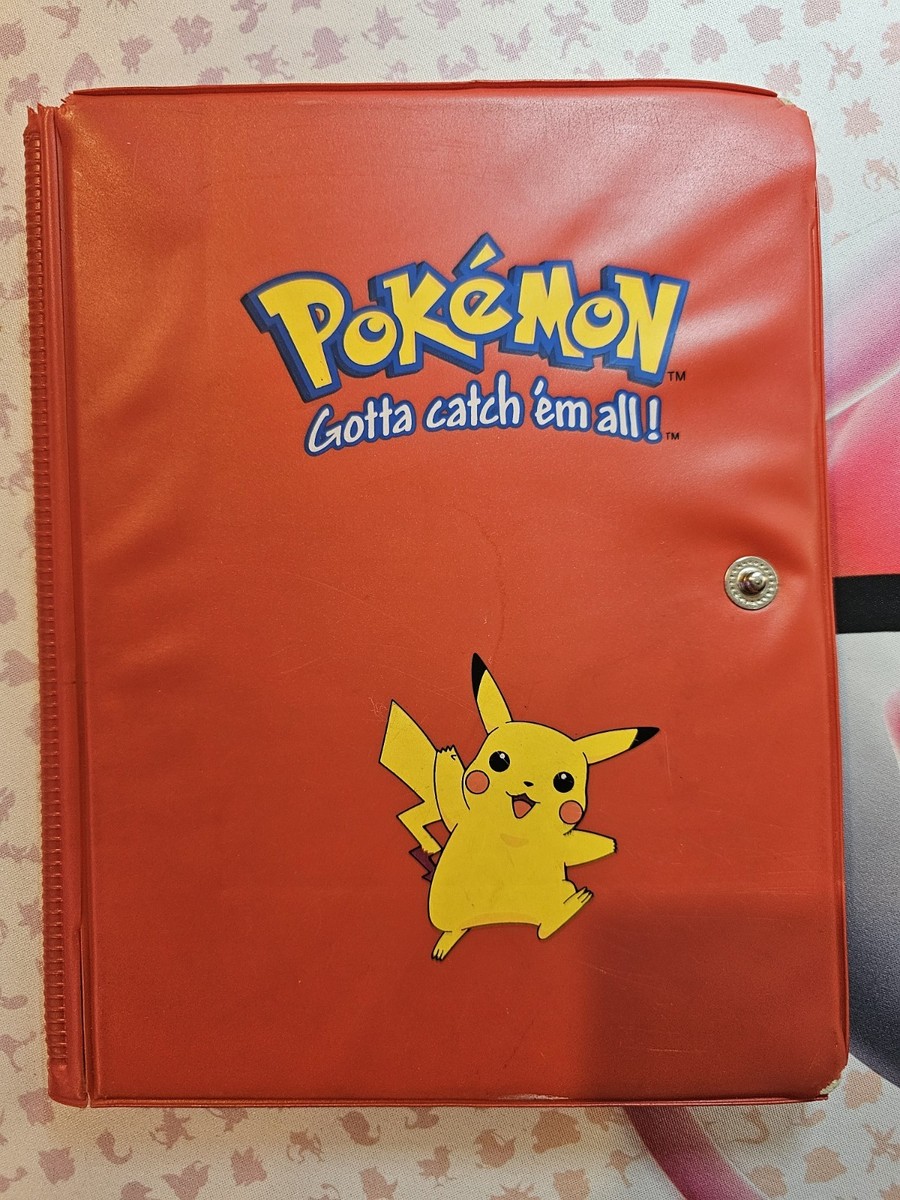 Vintage 1999 Pokemon Pikachu Red Binder TCG Album 30 Page Card