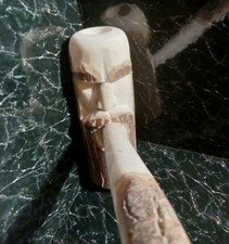 Handmade Natural Wood Mountain Man Face Tabacco Pipe Corn Cob Style