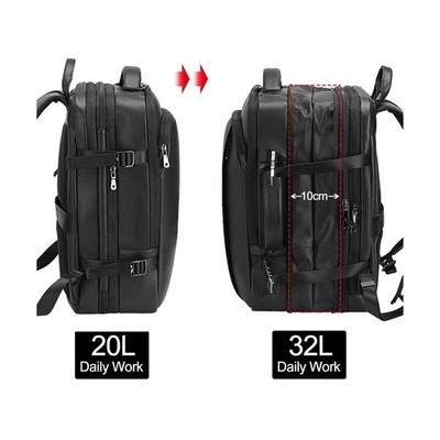 Masa Kawa Leather 15.6 Inch Laptop Backpack for Men Expandable 36L