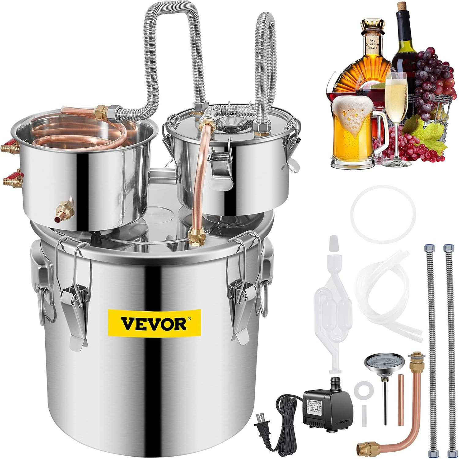 Alcohol Still 8GAL/30L, Alcohol Distiller with Thumper Keg, Distillery Kit for A
