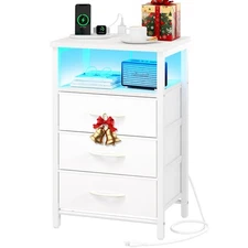Night Stand with Charging Station, 16 Colors LED Nightstand with USB Ports an...