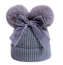 Infant Toddler Baby Knitting Woolen Hat Winter Warm Double Pompom Beanie Cap ...