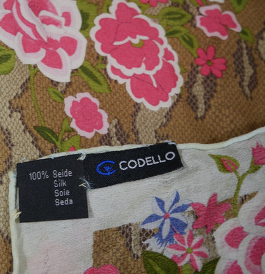 CODELLO 100% SEIDE Seiden Schal Tuch Blumen + Schlangenmuster 52x50 cm TOP!