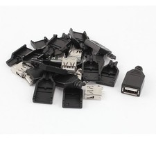 10PCS USB 2.0 Type A Female Socket Adapter Connector w Plastic Cover for DIY