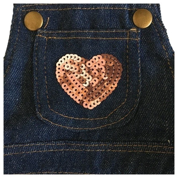 Платье для собаки из джинсовой ткани с блестками East Side Collection коричневое розовое размер XS - Изображение 3 из 4