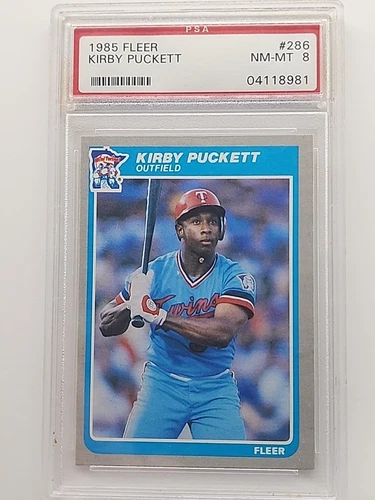 Minnesota Twins 1985 Fleer Kirby Puckett RC Rookie #286 - Graded PSA 8