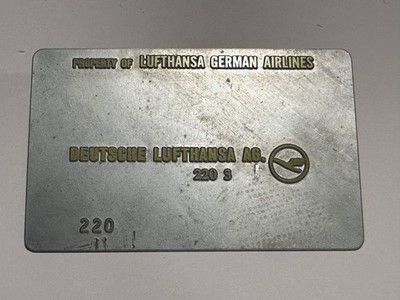 Vintage Collectible Airline Ticket Validation Plate - Deutsche Lufthansa Airline