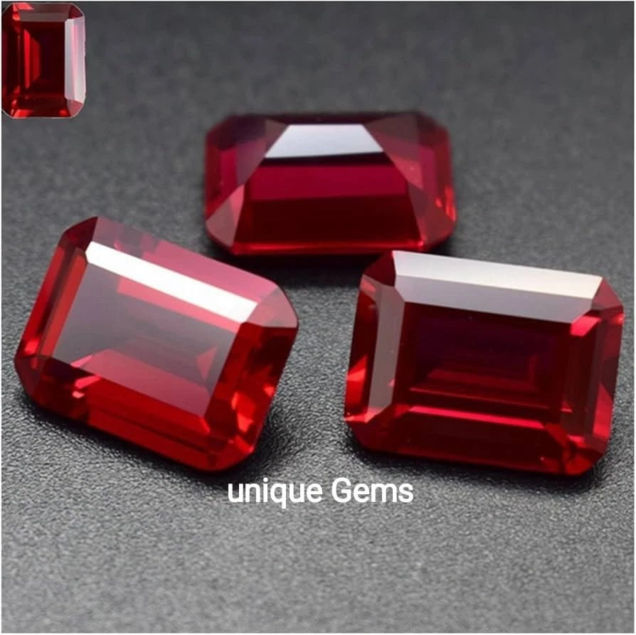 AAA+ 14x10 MM Lab Grown Red Ruby VVS1 Emerald Shape Loose Gemstone 20 PCS LOT - Image 2 of 4