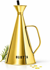Olive Oil Dispenser Bottle, Gold Stainless Steel Non-Drip Pourer 17 Fl Oz