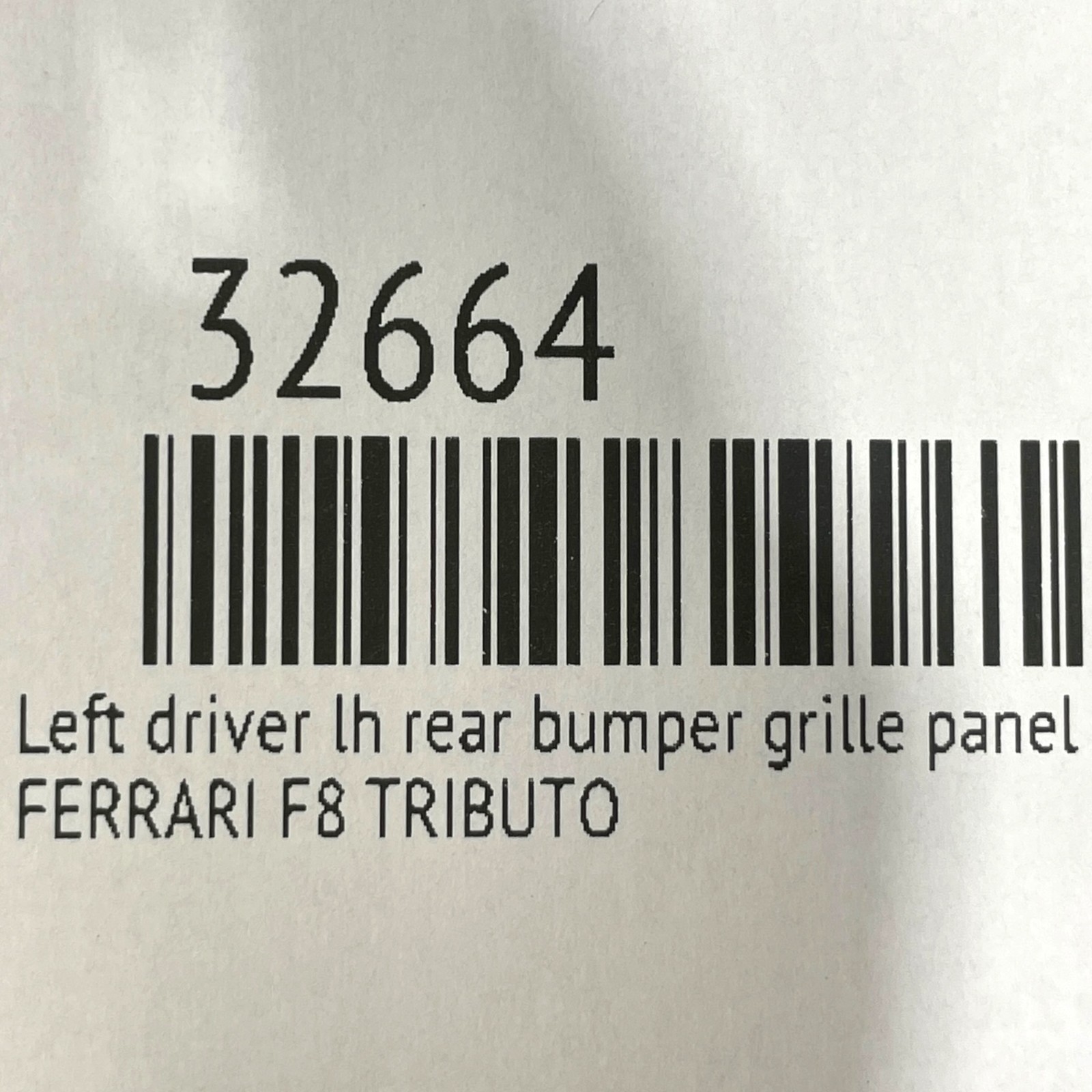 Ferrari F8 Spider Tributo 20-24 Left Driver LH Side Rear Bumper Grille Panel OEM