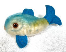 Vintage Steiff Mohair Straw Stuffed Tropical Blue Fish Flossy Germany 5"
