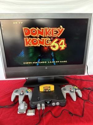 N 64 console, Donkey Kong Game Controllers, memory card, and