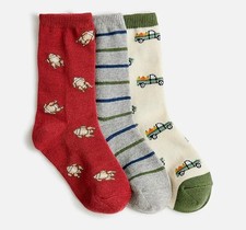 New Crewcuts Boys Small K8-k13 3 Pack Fall Socks Truck Striped Turkey Football
