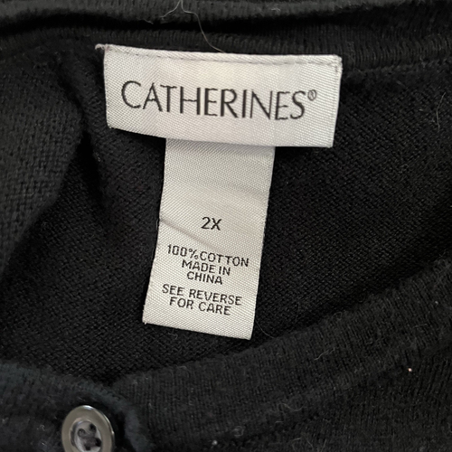 Catherines Womens Plus Size Button Front Cardigan Sweater Black Red Cardinals 2X - Picture 7 of 7